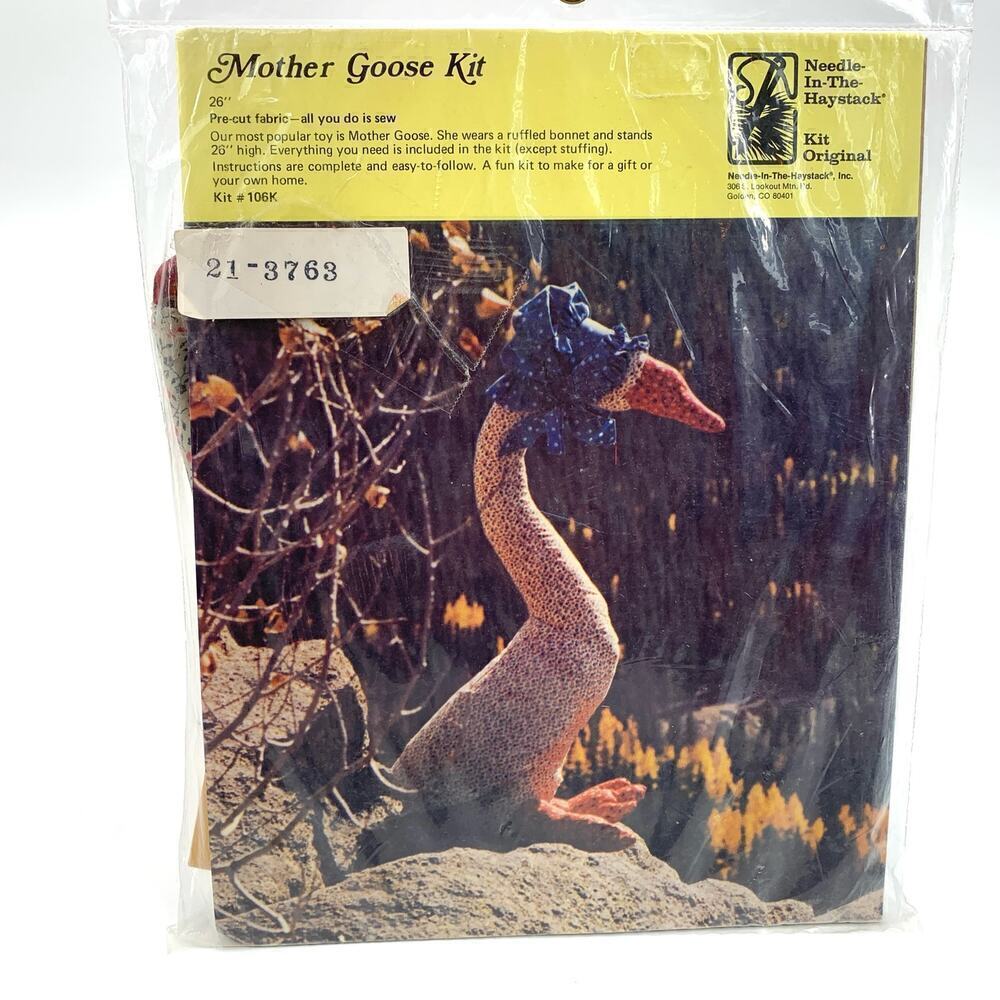 Needle in the Haystack VTG 80s Mother Goose Kit 26 Stuffed Animal Precut Fabric